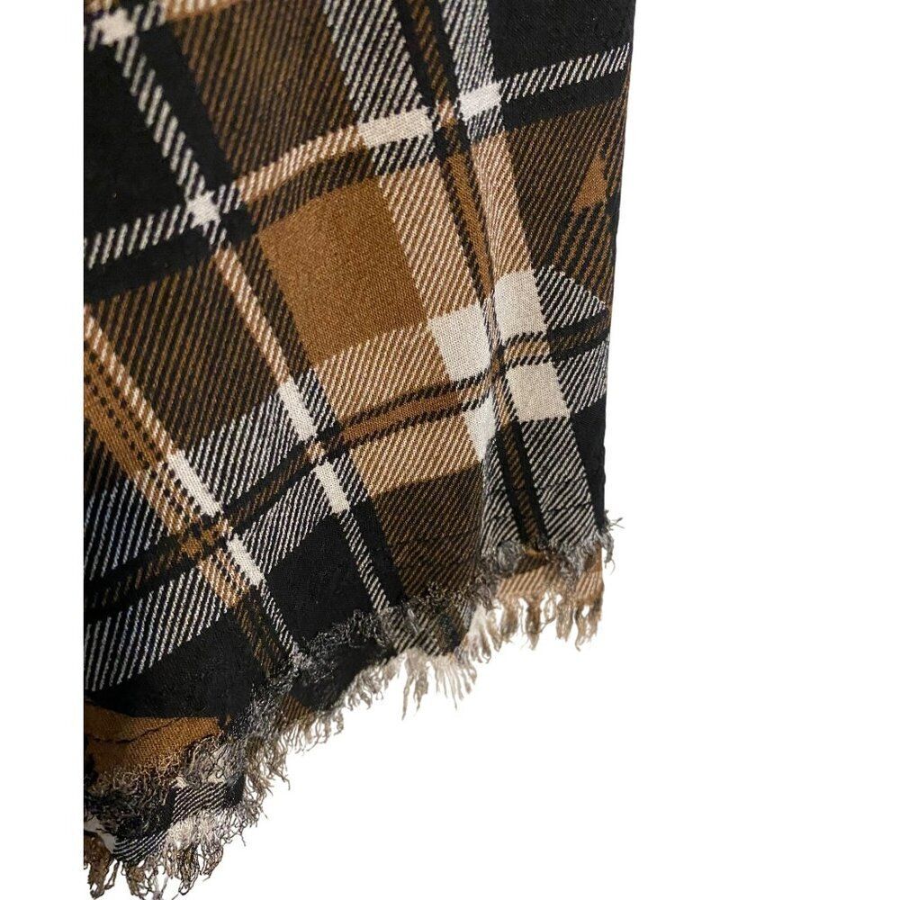 Cato Women’s M Tunic Dress Patchwork Plaid & Leopard Print Frayed Hem Boho Artsy - Picture 13 of 14